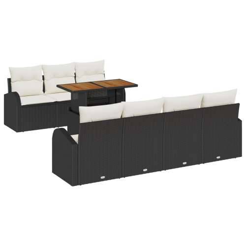 Vrtna garnitura - 8-dijelni set vrtnih sofa s jastučićima crni poli ratan Cijena