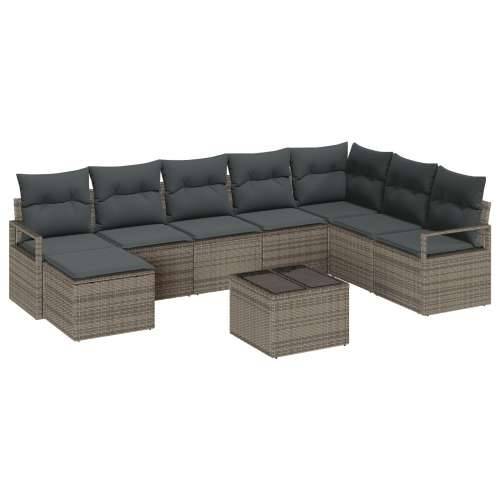 8-dijelni set vrtne sofe s jastucima crni poli ratan, 2-sjedalna vrtna sofa s jastucima sivi poli ratan Cijena