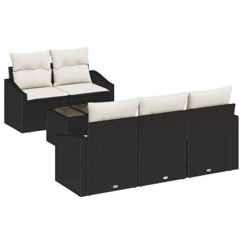 set od 6 dijelova vrtnih sofa s jastučićima crni poli ratan Cijena