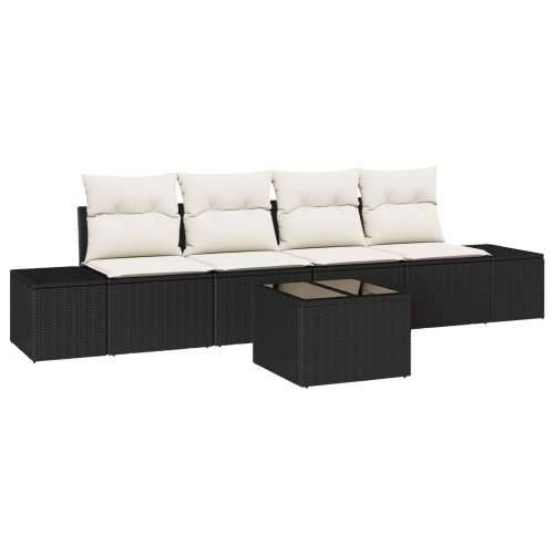 5-delni set dvorskih sofa s jastučićima Crna Poli ratan Cijena