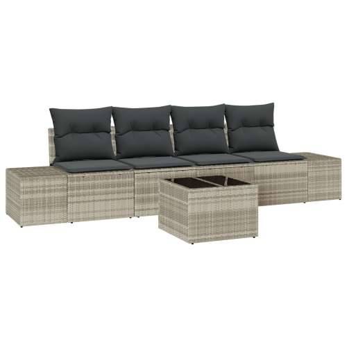 Set od 5 vrtnih sofa s jastučićima svjetlosiva poli ratan Cijena