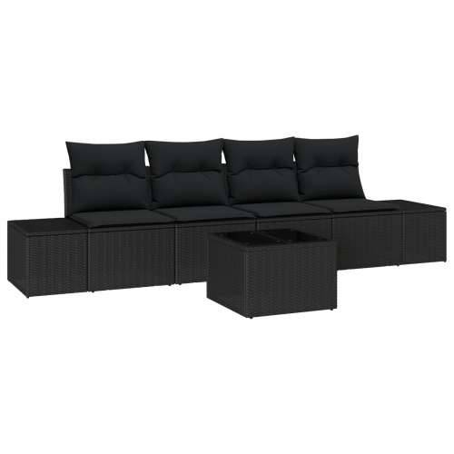 Set od 5 vrtnih sofa s jastučićima Crni Poliratan Cijena