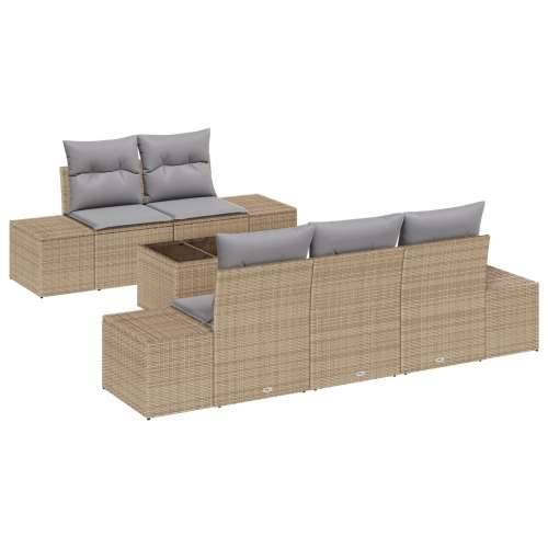 set od 6 vrtnih sofa s jastučićima bež poliratan Cijena