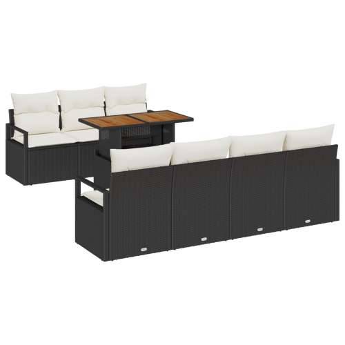 8-dijelni vrtni sofa set s jastučićima crni poli ratan Cijena