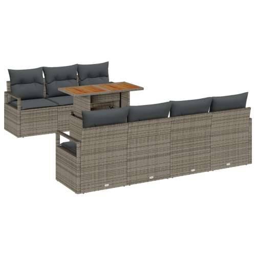 8 Kompletni Vrtni Sofa Set s Jastučićima Sivi Poliratan, 2-Sjedni Vrtni Sofa s Skladištem i Jastučićima Sivi Poliratan Cijena