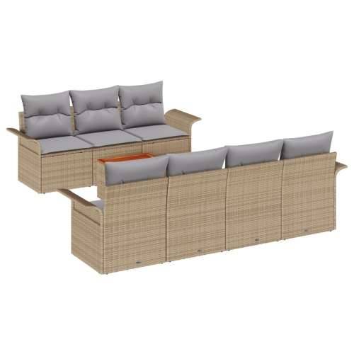 8-dijelni vrtni sofa set s jastucima bež poli rattan akacija Cijena
