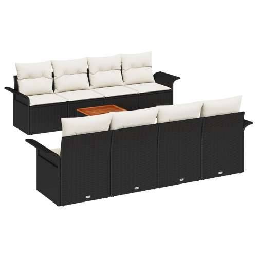 9-dijelni Vrtni Sofa Set s Jastučićima Crna Poli Ratan Akacija Cijena