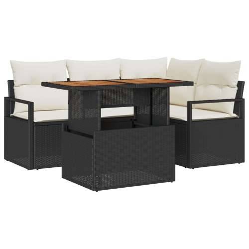 5-dijelni set baštenskih sofa s jastučićima Crni Poli Ratan Cijena