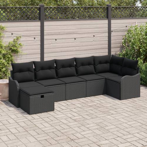 7 komada vrtnih sofa s jastučićima crna poli ratan Cijena