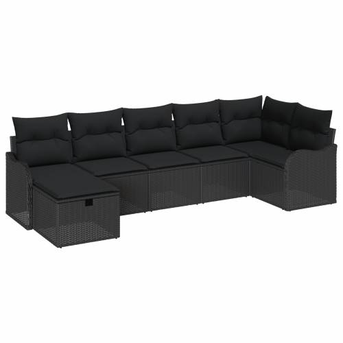 7 komada vrtnih sofa s jastučićima crna poli ratan Cijena