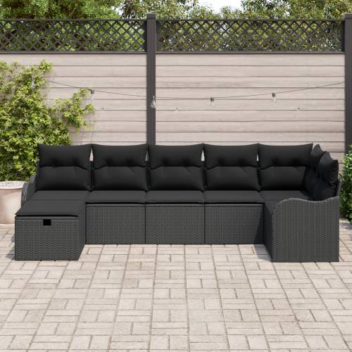 7 komada vrtnih sofa s jastučićima crna poli ratan Cijena