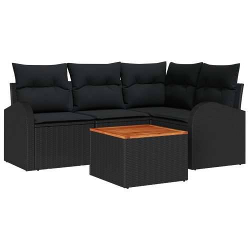 5-dijelni vrtni sofa set s jastucima Crni Poli Ratan Akacija Cijena