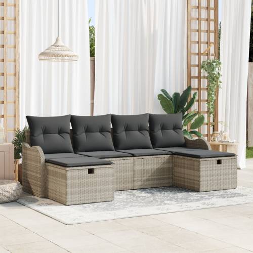 set od 6 komada vrtnih sofa s jastucima svjetlosiva poli ratan Cijena