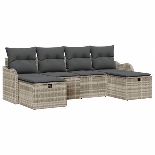 set od 6 komada vrtnih sofa s jastucima svjetlosiva poli ratan Cijena