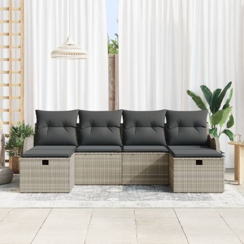 set od 6 komada vrtnih sofa s jastucima svjetlosiva poli ratan Cijena