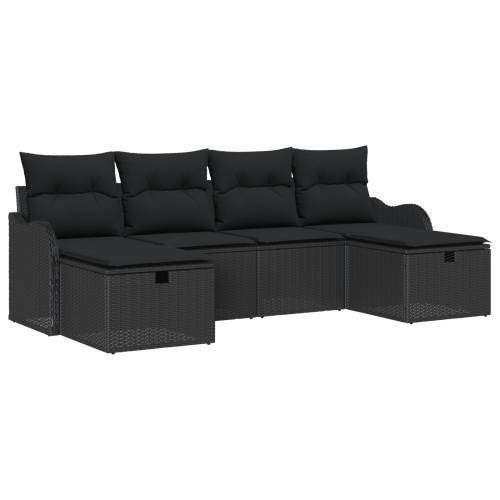set od 6 komada vrtnih sofa s jastučićima crni poli ratan Cijena