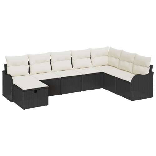 8-dijelna vrtna sofa garnitura s jastucima crni poli ratan, 2-sjedalna vrtna sofa s jastucima crni poli ratan Cijena