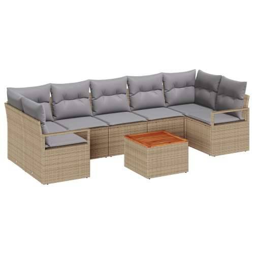 Vrtna garnitura - 8-dijelni set vrtnih sofa s jastučićima Bež Poli ratan Akacija, 2-sjedna vrtna sofa s jastučićima Bež Poli rat Cijena