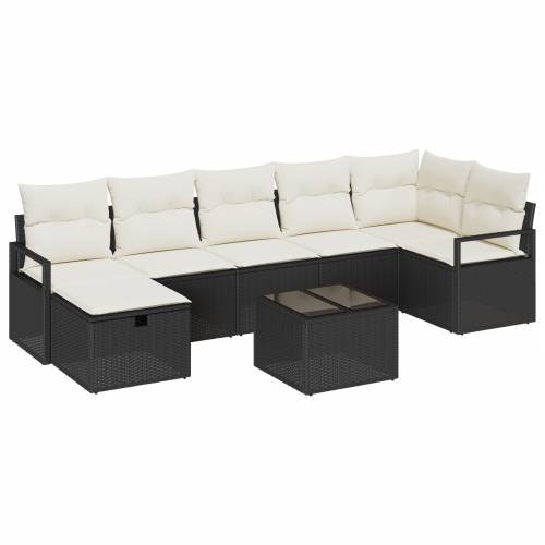 8-dijelni vrtni kauč set (vrtna garnitura) s jastučićima crni poly rattan Cijena