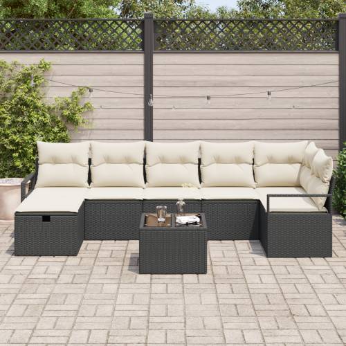 8-dijelni vrtni kauč set (vrtna garnitura) s jastučićima crni poly rattan Cijena