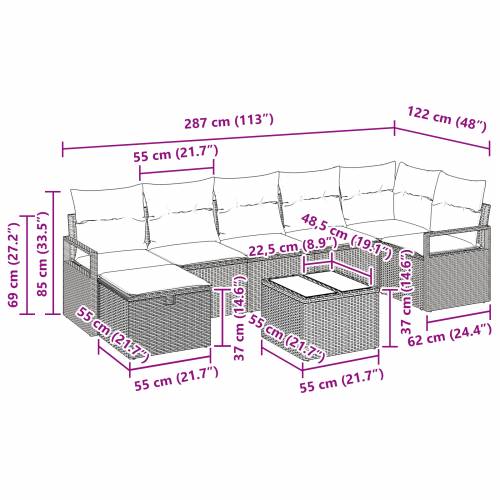 8-dijelni vrtni kauč set (vrtna garnitura) s jastučićima crni poly rattan Cijena