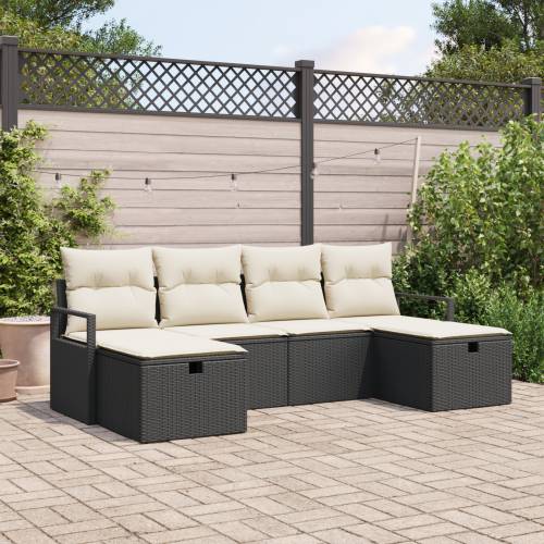 Set vrtnih kauča (vrtna garnitura) s jastučićima Crni Poly Rattan Cijena