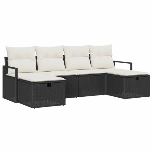 Set vrtnih kauča (vrtna garnitura) s jastučićima Crni Poly Rattan Cijena