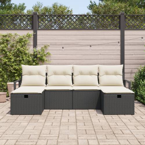 Set vrtnih kauča (vrtna garnitura) s jastučićima Crni Poly Rattan Cijena