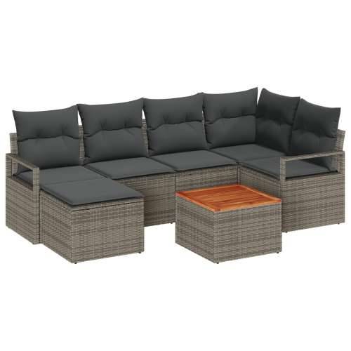 set vrtnih kauča s jastučićima sivi Poly Rattan Akacija, dizajnerski dvosed s jastučićima sivi Poly Rattan Cijena
