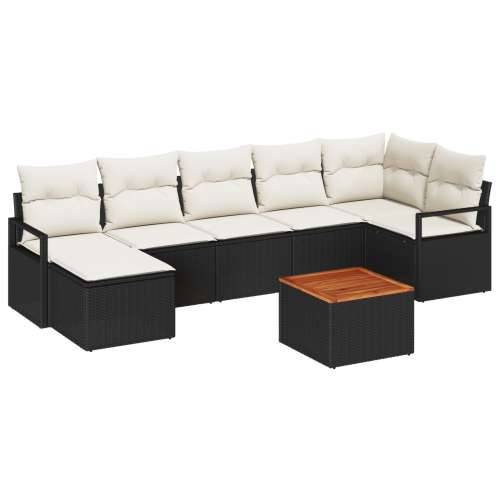 8-dijelni vrtni sofaset s jastučićima Crni Poli Ratan Akacija, 2-sjedna vrtna sofa s jastučićima Crni Poli Ratan Cijena