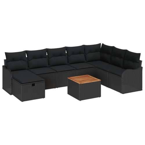 9-Komadni set vrtne sofe s jastuком crna poli ratan, 2-sjedna vrtna sofa s jastuком crna poli ratan Cijena