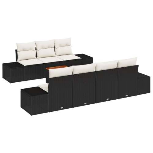 8-dijelni vrtni sofa set s jastučićima crni poli ratan akacija Cijena