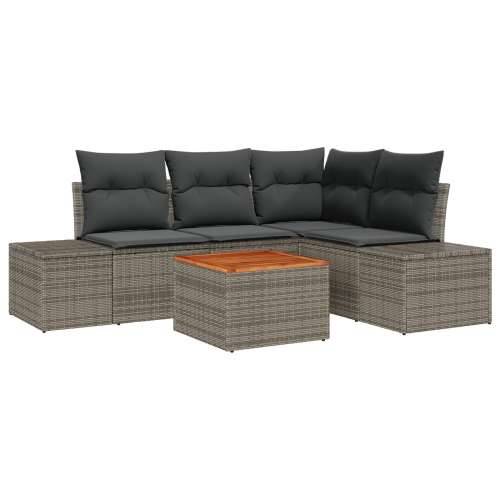 5-dijelni Vrtni Sofa Set s Jastučićima Sivi Poli Ratan Akacija Cijena