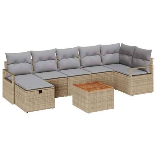 set vrtne sofe od 8 dijelova s jastučićima Bež Poli Rattan, 2-seater vrtna sofa s jastučićima Bež Poli Rattan Cijena