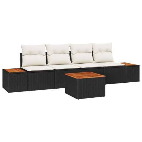 set od 5 vrtnih kauča s jastucima crni poli ratan acacia Cijena