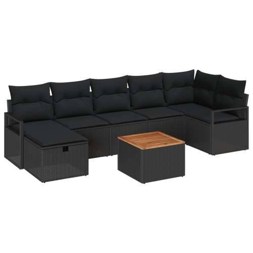 8 komadni set vrtnih sofa s jastučićima crna poli ratan, 2-sjedalna vrtna sofa s jastučićima crna poli ratan Cijena