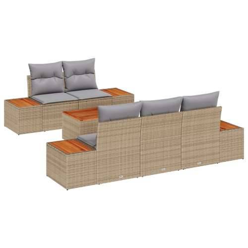 set od 6 vrtnih sofa s jastučićima bež poli ratan akacija Cijena