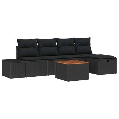 set od 6 vrtnih sofa s jastučićima crni poliratan Cijena