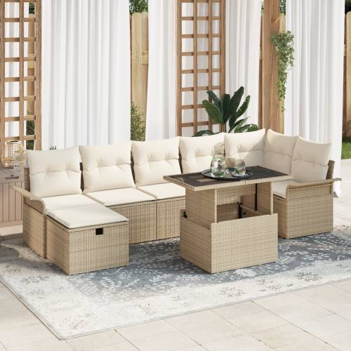 set od osam vrtnih sofa sa jastučićima bež poli ratan Cijena