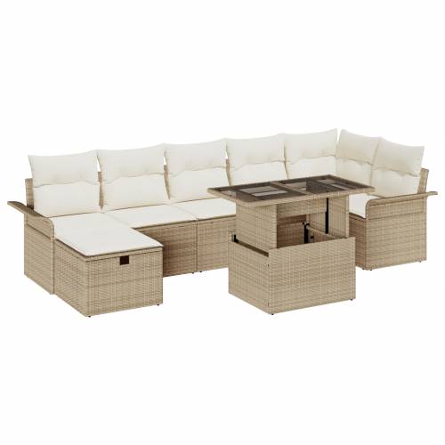 set od osam vrtnih sofa sa jastučićima bež poli ratan Cijena
