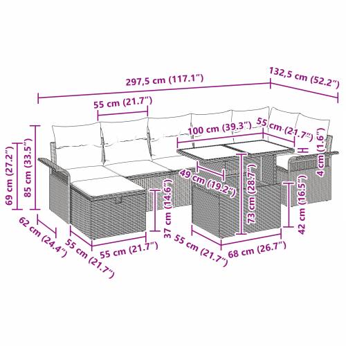 set od osam vrtnih sofa sa jastučićima bež poli ratan Cijena