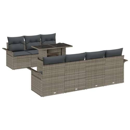 Vrtna garnitura - 8-dijelni set vrtnih sofa s jastučićima siva poli ratan Cijena
