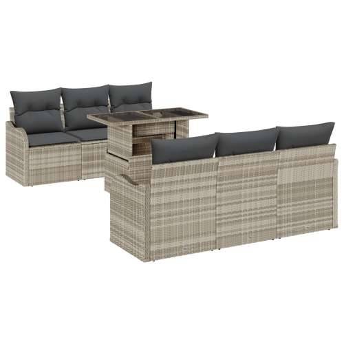set od 7 dijelova vrtnih sofa s jastučićima svjetlosivi poli ratan Cijena