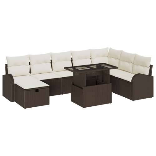 Set od 9 vrtnih sofa s jastučićima smeđa poli ratan Cijena