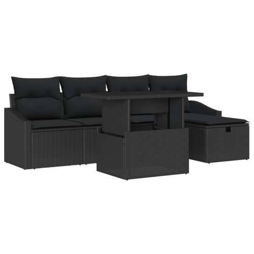 6-dijelni Vrtni Sofa Set s Jastučićima Crni Poli Ratan Cijena