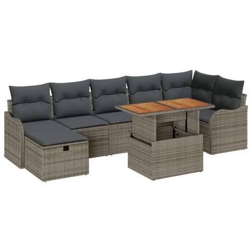 8 komadni set vrtnih sofa s jastucima siva poliratan, 2-sjedna vrtna sofa s jastucima siva poliratan Cijena