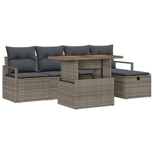 Set vrtnih sofa od 6 komada s jastucima Siva Poli Ratan Cijena
