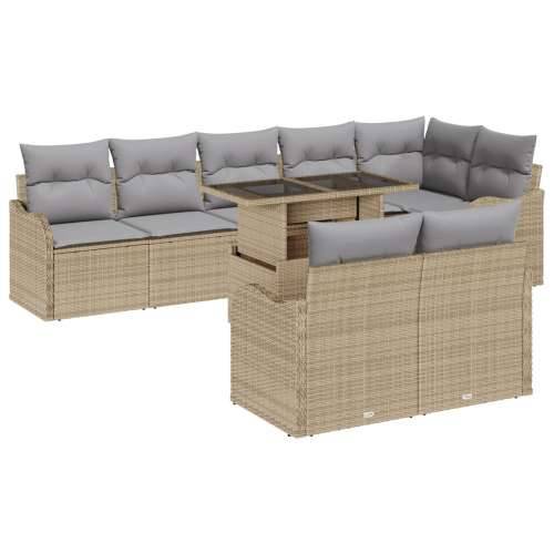 9-dijelni vrtni sofa set s jastučićima bež poli ratan, 2-sjedalni vrtni sofa s jastučićima bež poli ratan Cijena