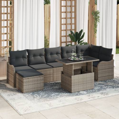Set od 8 komada vrtnog sofa s jastučićima siva poli ratan Cijena