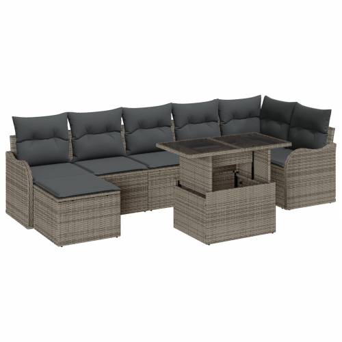 Set od 8 komada vrtnog sofa s jastučićima siva poli ratan Cijena